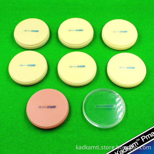 KadKam Pma-Cast dental Crystal clear PMMA disc for open CAD/CAM system dental clear PMMA disk for dental lab Pressing